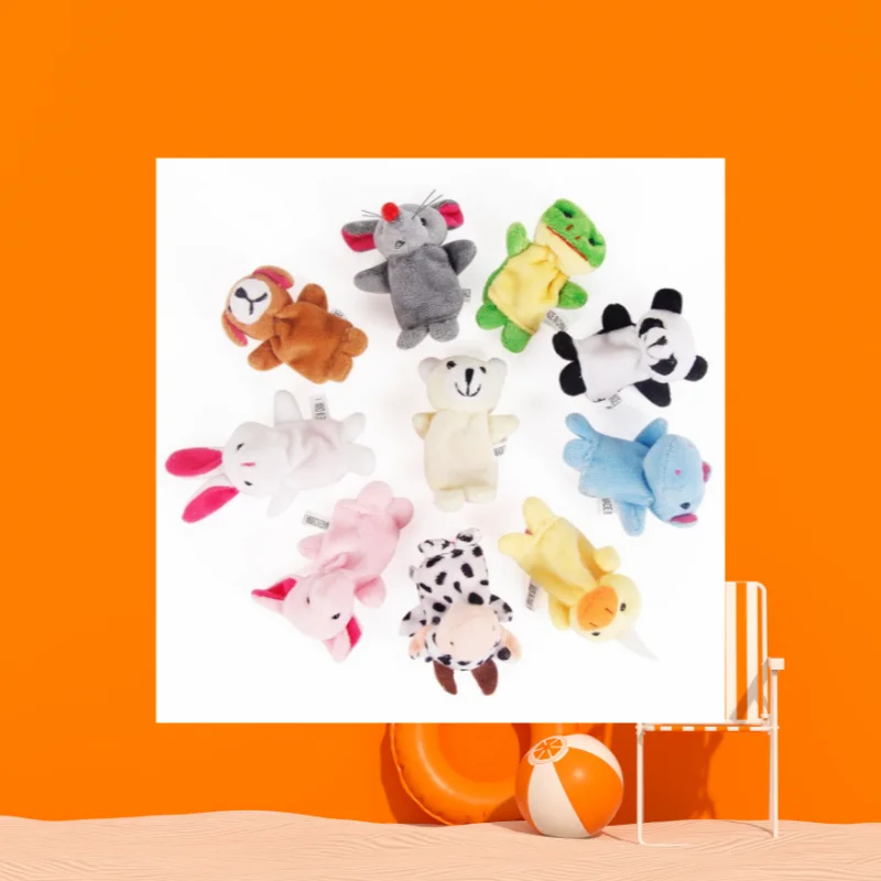 Jouets en peluche pour bébé, animaux de dessin animé, compagnie familiale, jeu de rôle, conte, jeu de puzzle de poupée, 1 ensemble de 10 pièces