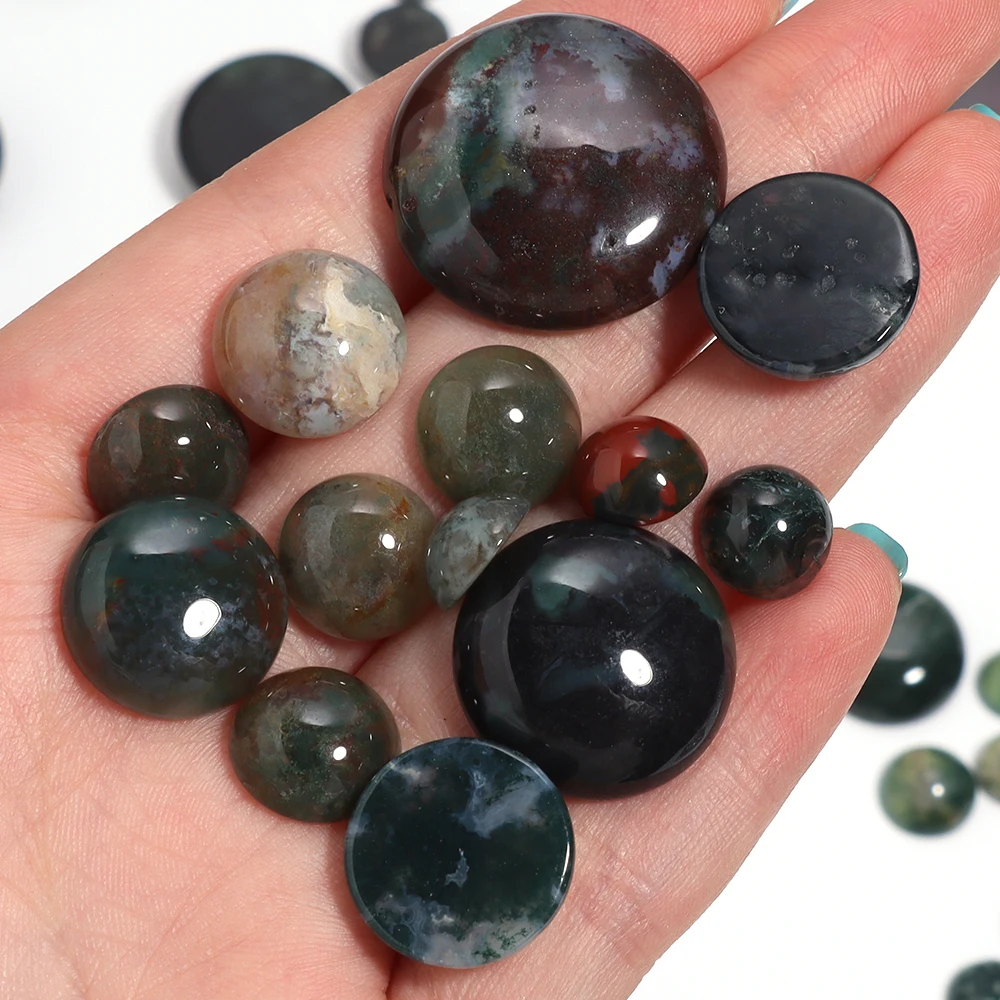 5-10pcs/lot Natural Stone Cabochon Beads Round Flatback Indian Agat Jade Cabochon For DIY Jewelry Making Rings Earrings Necklace