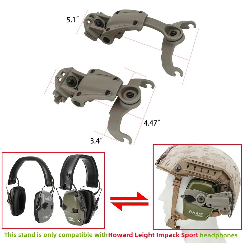 Tactical Helmet ARC Rail Adapter ARC OPS-CORE Earphone Stand for Howard Leight Impact Sport Airsoft Shooting Headset,Green