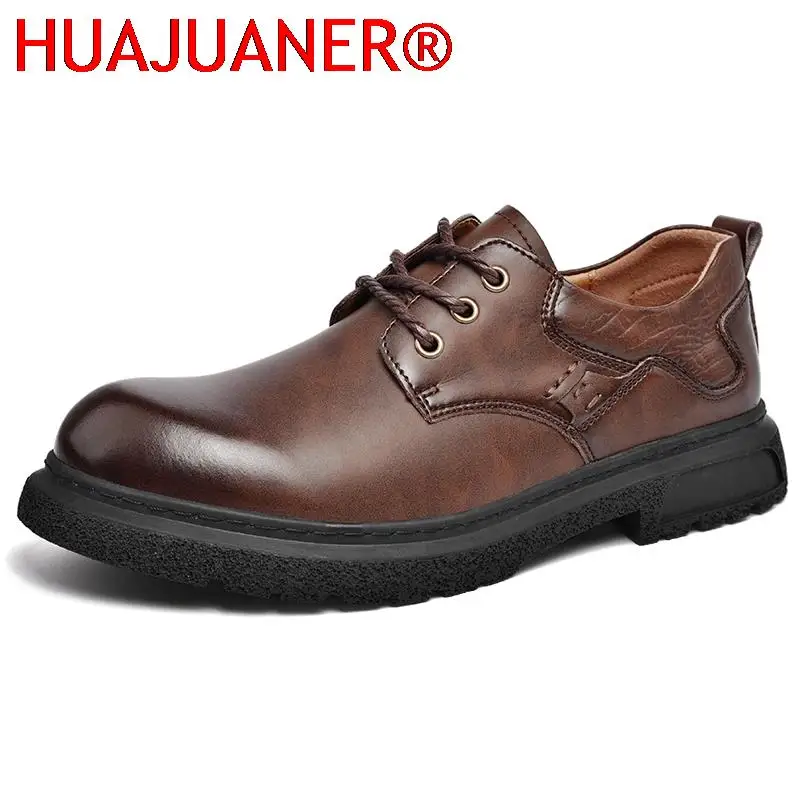 Leather Men's Oxfords Shoes Handmade Italian Mens Casual Shoes Fashion Style Lace Up Men Dress Footwear Elegantes Business Shoes