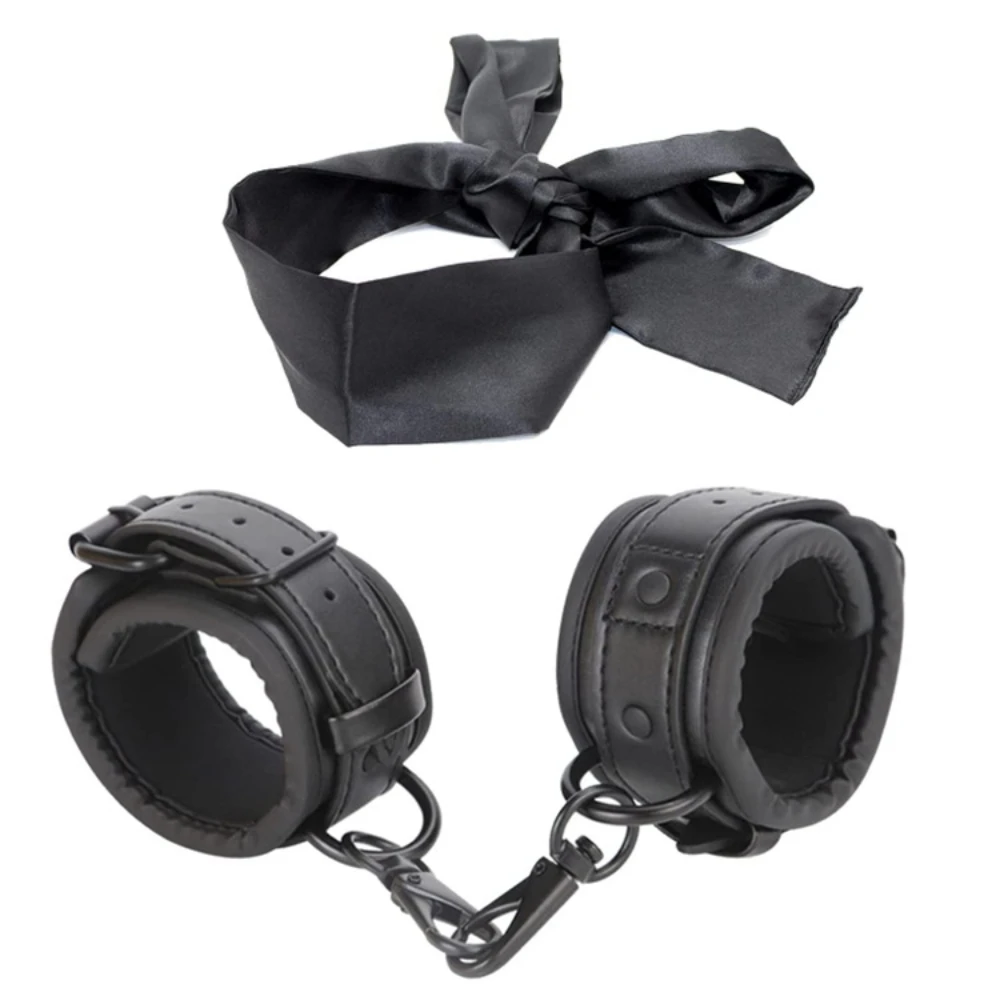 SM Erotic Leather Handcuffs Footcuffs Alternative Bondage Binding Handbuckles Footbuckles Erotic Products Bdsm Set for Couple