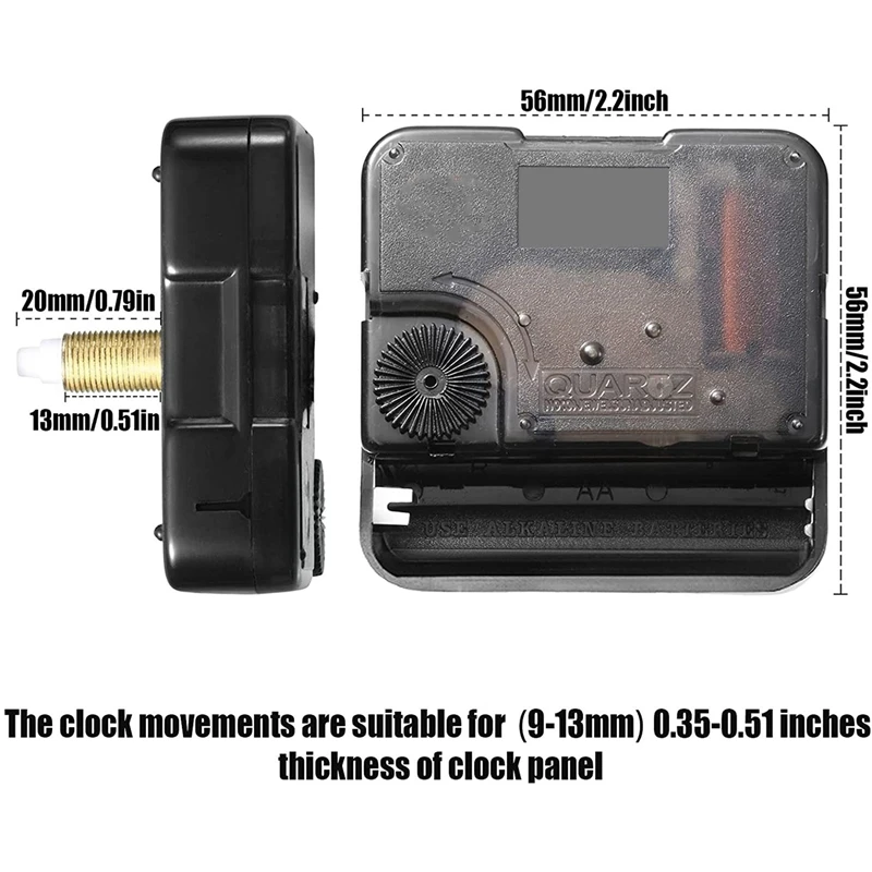 3Pcs Quartz Clock Movement Mechanism With 3 Types Of Walnut Wood Clock Hands For 12 Inch Clock Repair Replacement