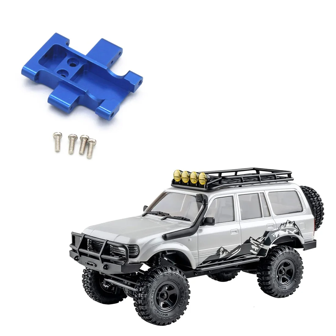 Base de montagem de caixa de velocidades central de metal placa antiderrapante para 1/18 FMS EAZYRC RocHobby Patriot Fj Cruiser K10 RC peças de atualização de carro, 4