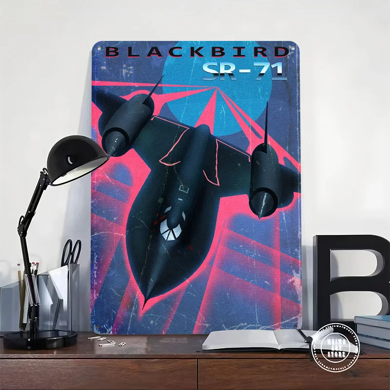 SR 71 Blackbird Printed Poster Customized Retro Wall Art Vintage Metal Tin Signs for Home Bedroom Decoration Room Accessories