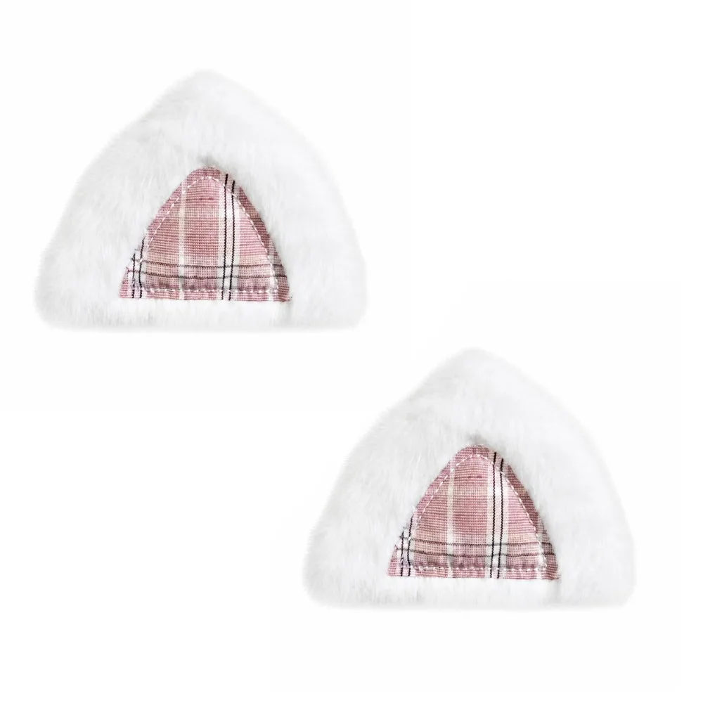 2PCS Cute Soft Cat Ears Fluffy Cartoon Furry Rabbit Ears DIY Ear Appliques for Hat Headband Garment Decoration