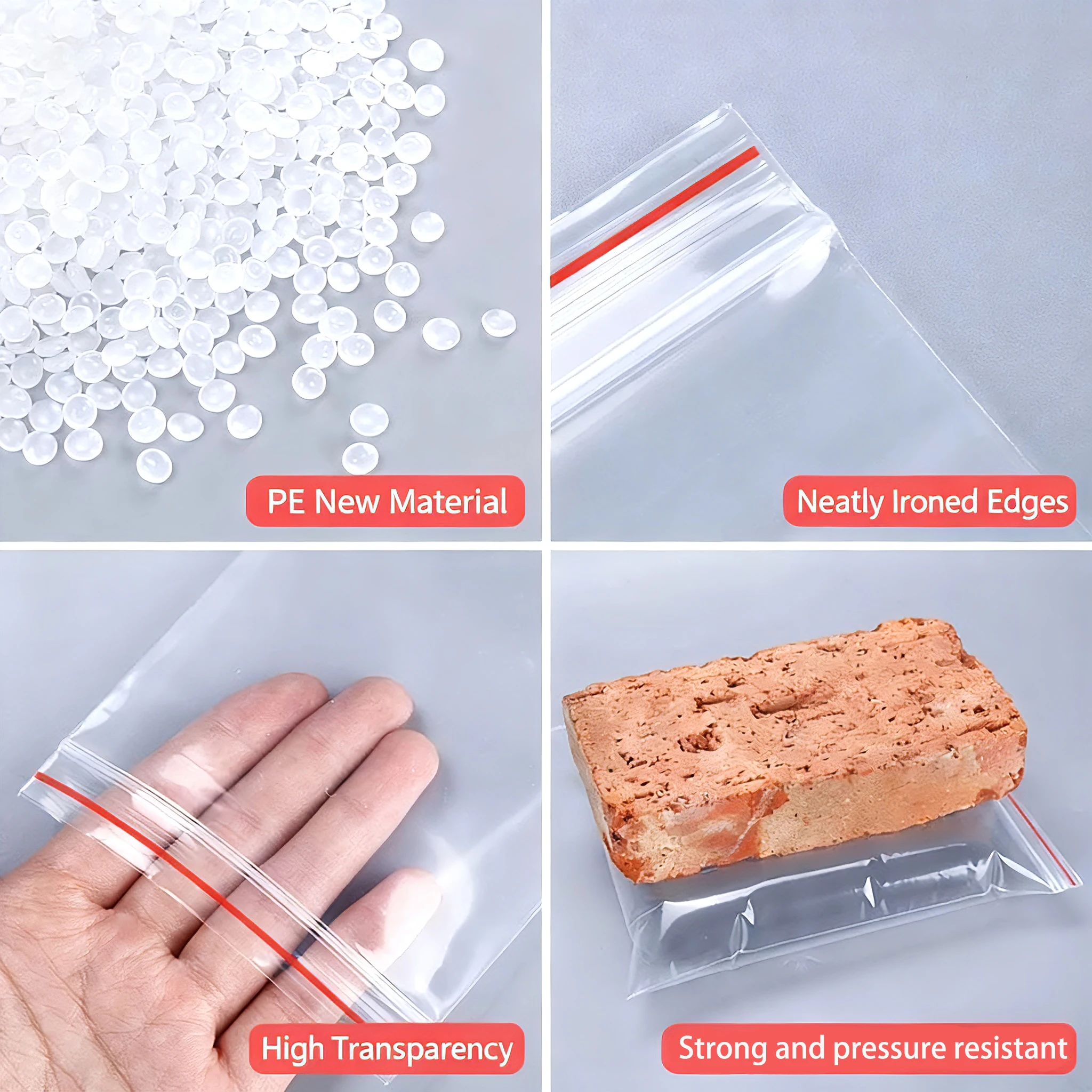 Jewelry Ziplock Zip Zipped Lock Reclosable Plastic Poly Clear Bags Thickness 0.05mm 0.06mm 0.08mm