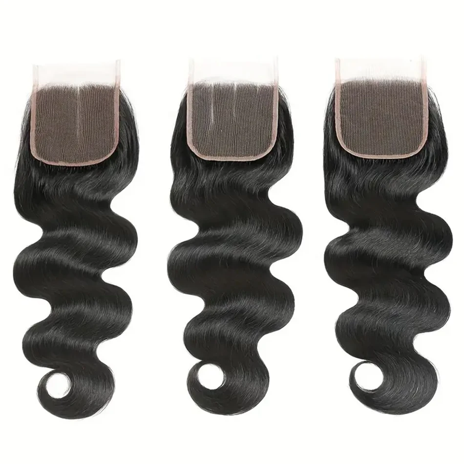 Braziliaanse Body Wave Bundels Met Sluiting Menselijk Haar 4X4 Hd Transparante Kant Sluiting Menselijk Haar Weave 3 Bundels Met Sluiting # 1b