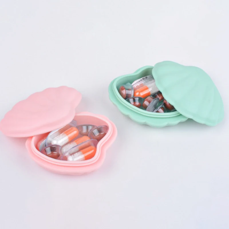Caixa De Armazenamento De Jóias Portátil, Recipiente Cosmético, Caixa De Comprimidos De Silicone, Macaroon Cor, Brinco De Forma De Shell, Viagem, Organizador De Casa