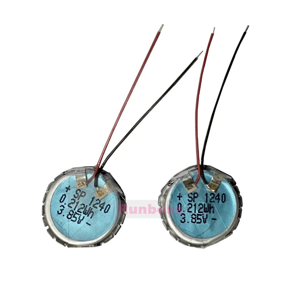 2PCS/LOT LIR1240 3.85V 55mAh With Line Lithium Battery for TWS Bluetooth Headset Mouse Welding Wires Rechargeable Soft Battery