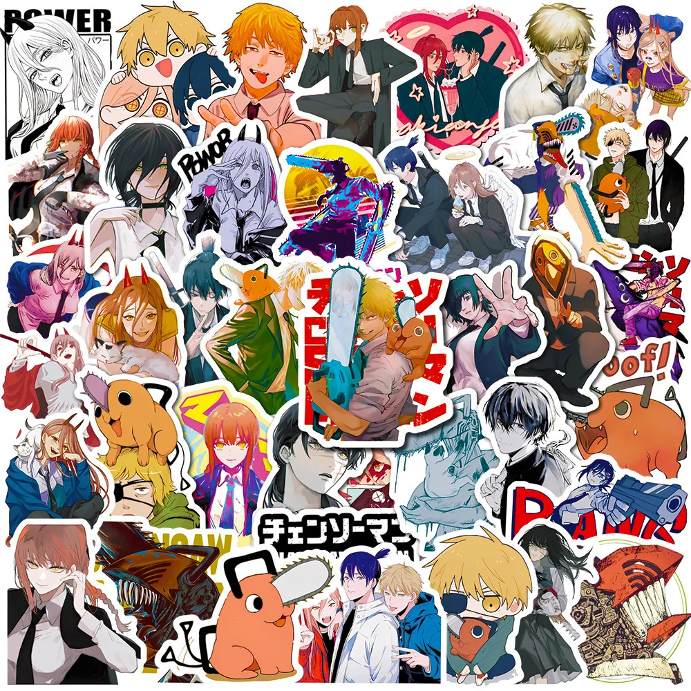 10/30/50pcs Classic Anime Chainsaw Man Sticekrs Cool Cartoon Manga Waterproof Sticker Decals for Kid DIY Skateboard Guitar Diary