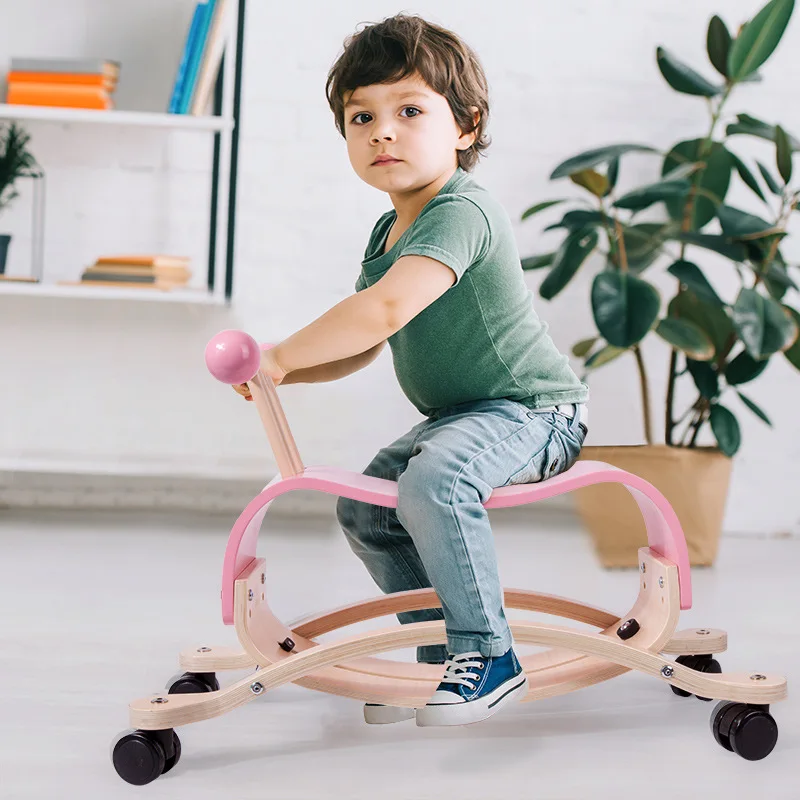 Aangepaste kinderen houten loopstoeltje hobbelpaardrijden fiets educatief balans spelen leren rocker speelgoed voor peuters