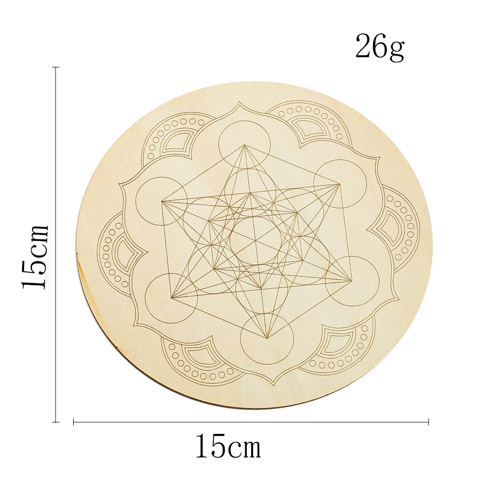 15CM Laser Carve Lotus Flower Star Of David Metatron Hexagram Round Wood Board Coaster Pads Yoga Chakra Wiccan Plank Props