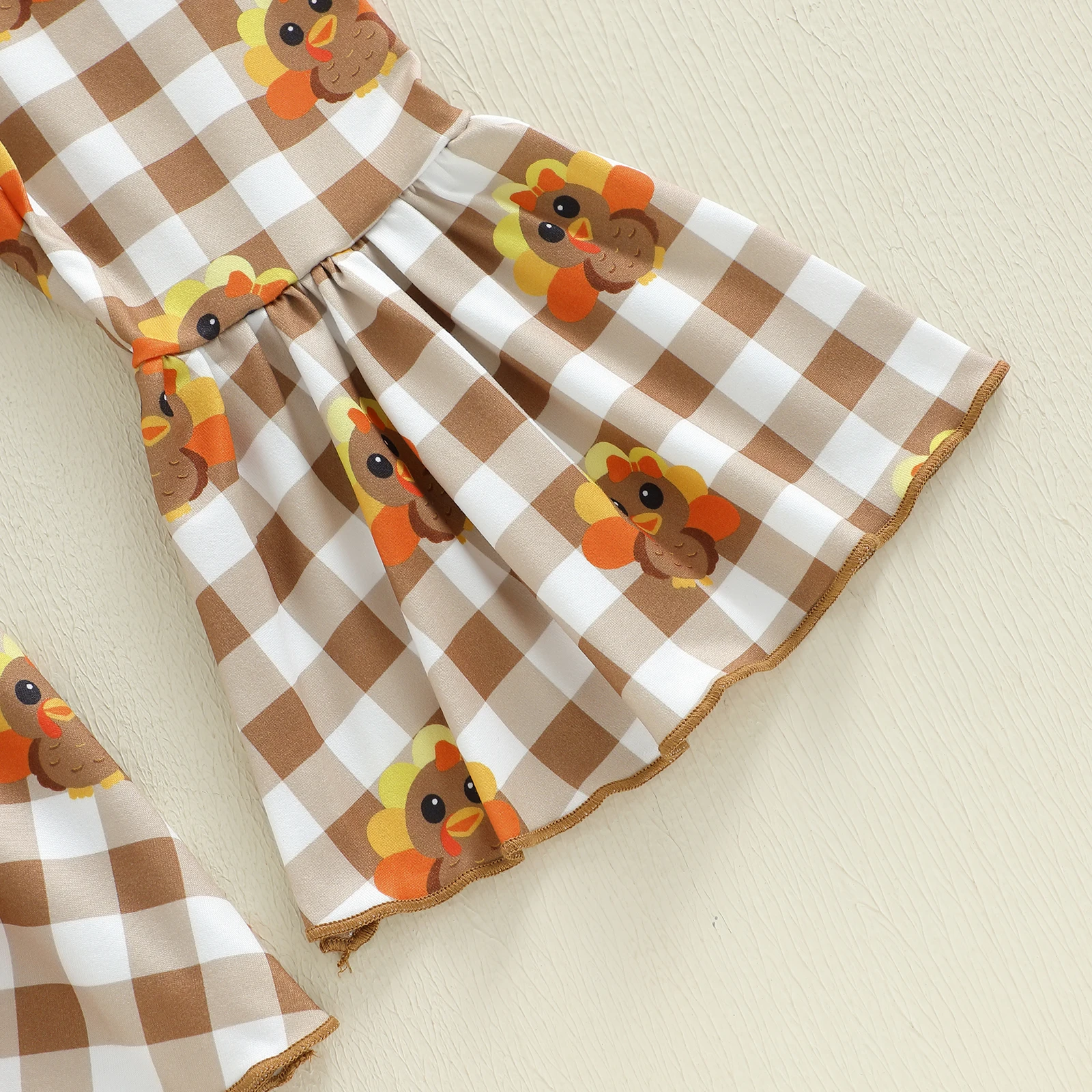 طقم ملابس للفتيات الصغيرات لعيد الشكر للأطفال بأكمام طويلة وسروال منقوش عليه حروف تركية مكون من قطعتين #6