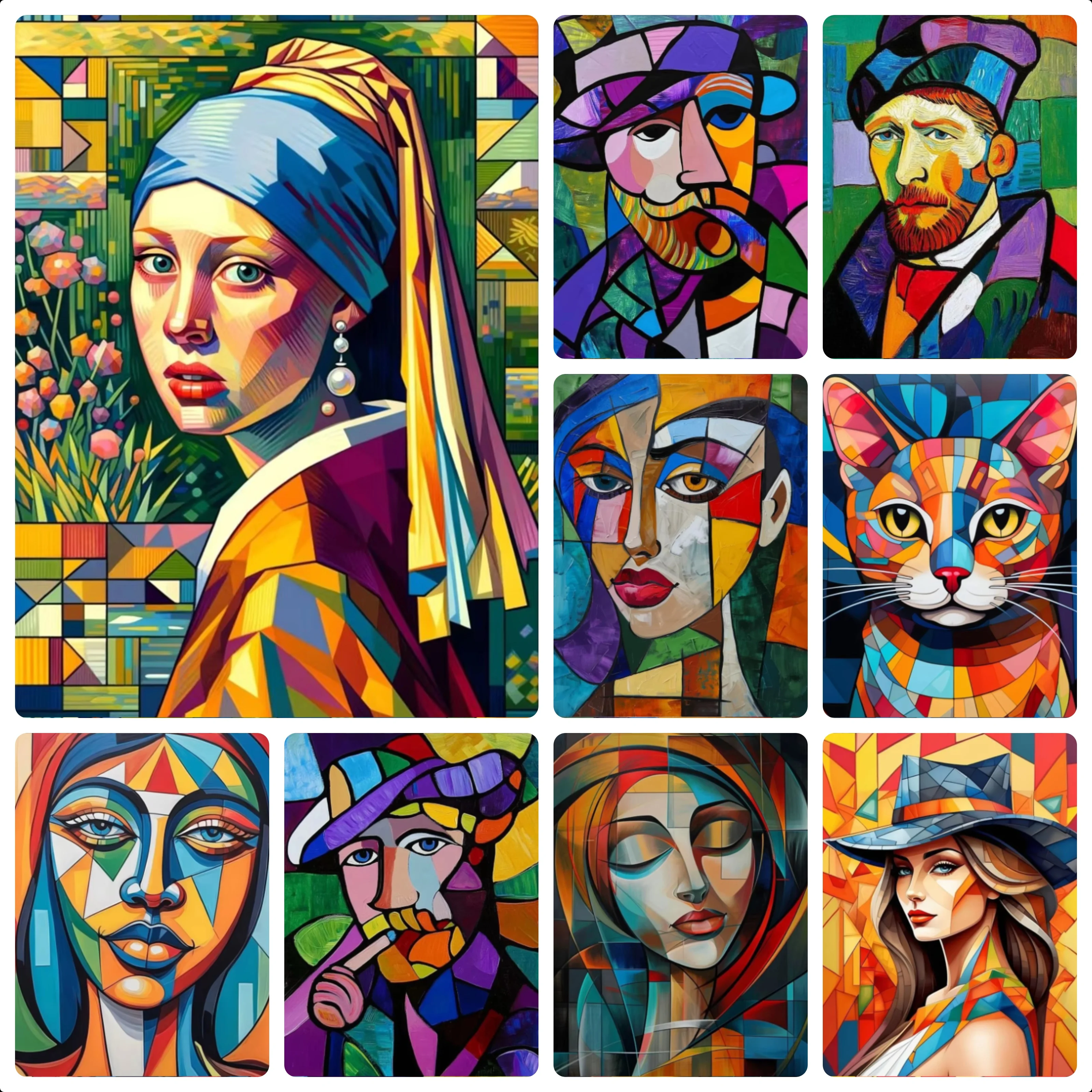 Jigsaw Puzzle 500/1000/1200/2000PCS Geometric Cubist Art Collage Retro Classic Abstract Figure Artwork DIY Home Decor Gift