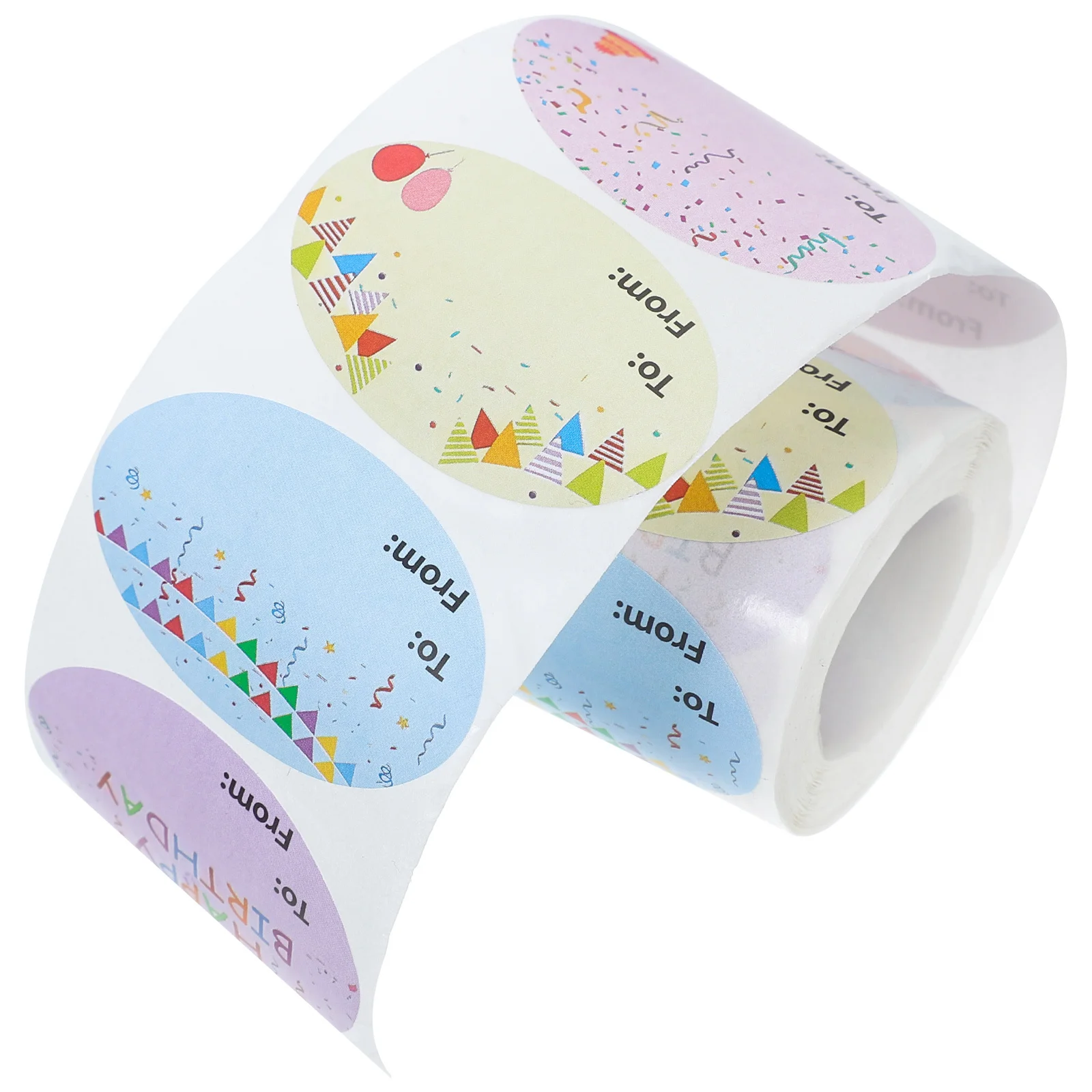 

1 Roll Happy Birthday Stickers Oval Name Tags Labels Seal Envelopes Kids Party Favors Festival Decoration Envelope Seals Sticker