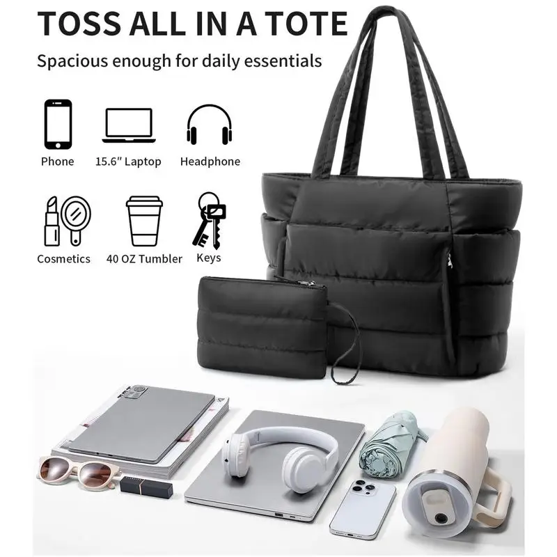 حقيبة يد منتفخة من YUWANNIAN، حقيبة كمبيوتر محمول كبيرة مبطنة للعمل، حقيبة كتف خفيفة الوزن للسفر هدايا للنساء والمعلم والممرضات #5