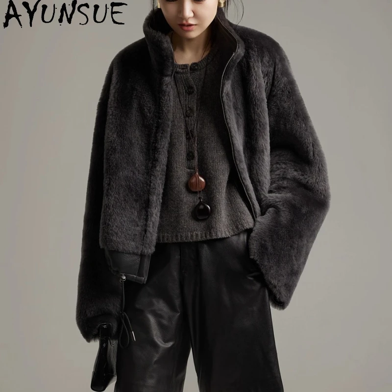 

AYUNSUE натуральная дубленка шуба женская куртка из натуральной кожи с воротником-стойкой зимние куртки роскошная одежда женская Шуба Женская