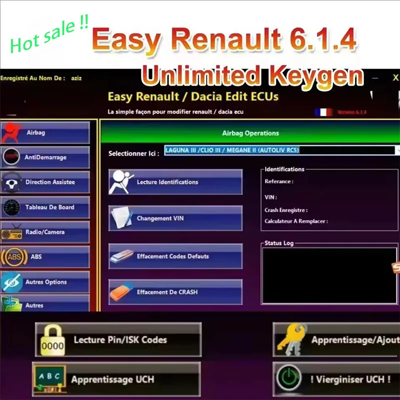 

New easy Renault 6.1.4 Software for Renault ECU Programmer Clear Crash Airbag Card Keys UCH Cleaner Keys WORK with OBDLink Renol