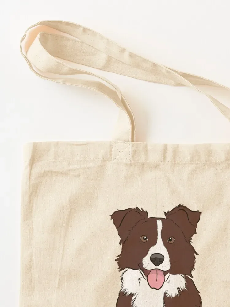 Bruine en witte Border Collie Tote Bag shopper tassen boodschappentas shopper tas dames canvas Canvas voor dames