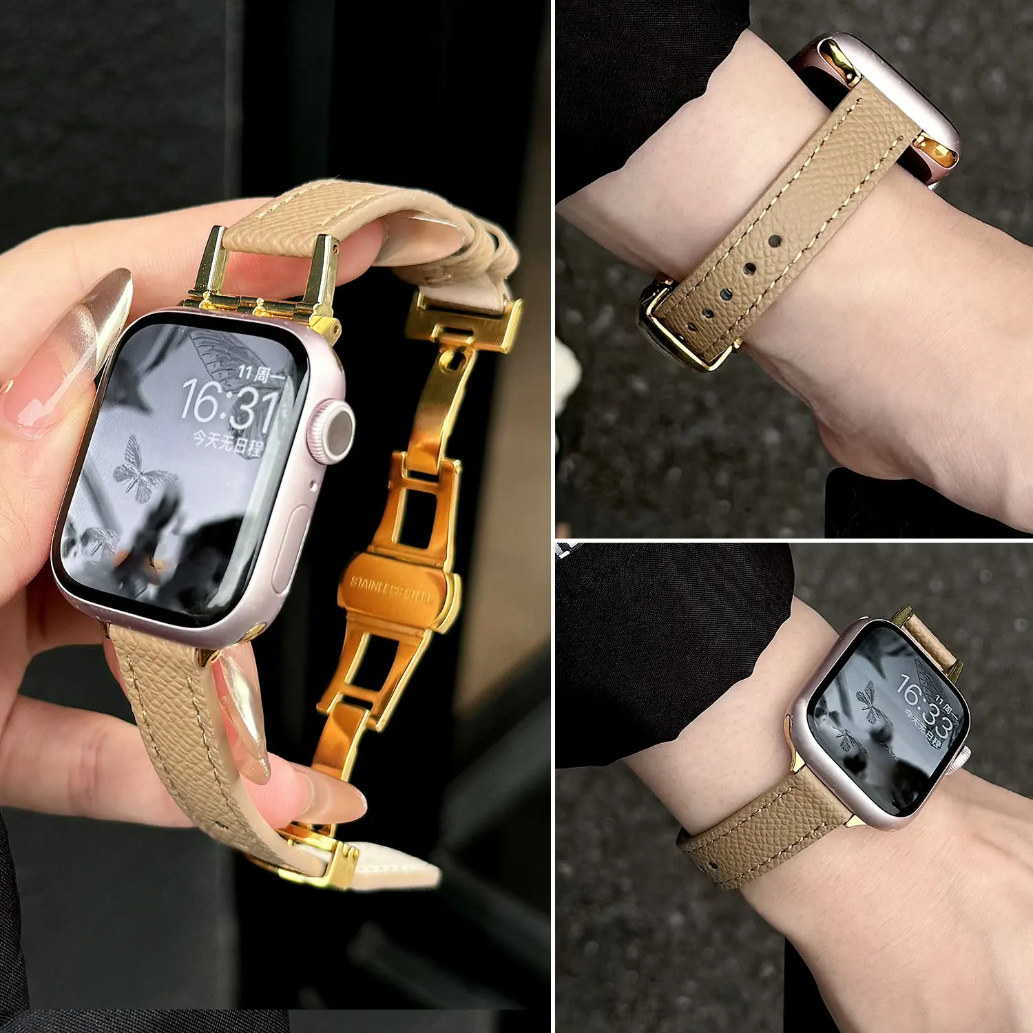 

High end luxury wristband for Apple watch 46 49 45 44 42 40 38mm elegant female wristband for iwatch series S10 ultra 987SE654