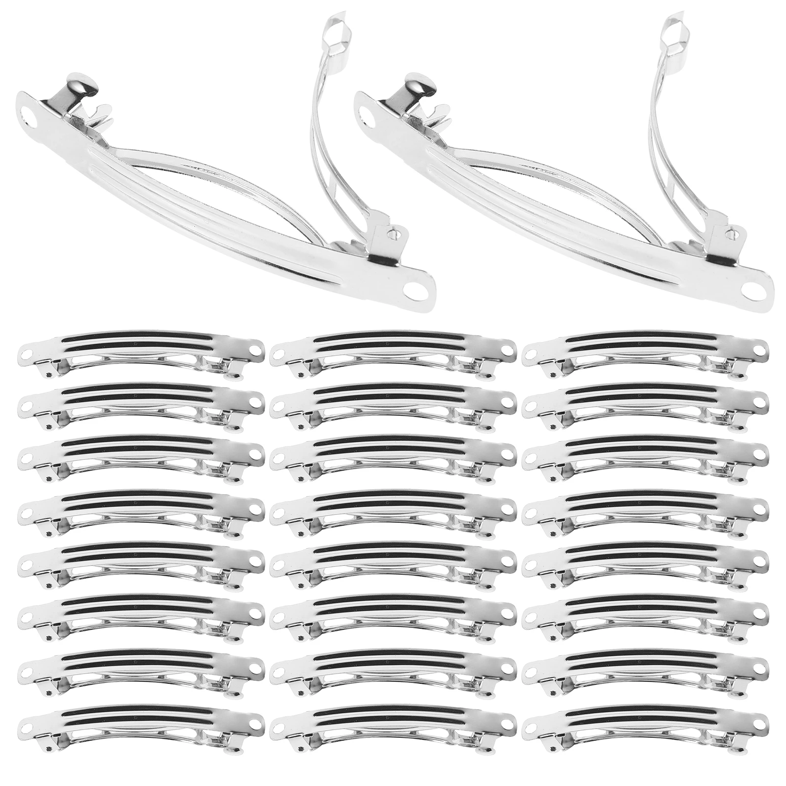 

50pcs Spring Clip Hairpins French Barrette Clips Electroplated Metal Snap Hair Clips for DIY Silver 3-Piece Dual Card Triple