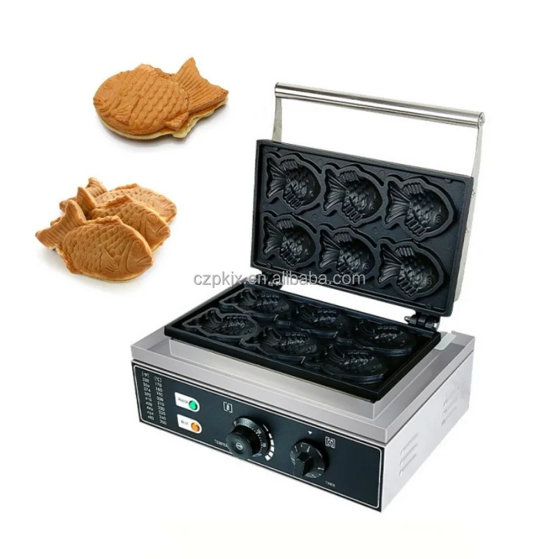 Easy Operation Electric Commercial Roasted Fish Shape Waffle Maker Machine Fish Taiyaki Making Machine Sandwich Makers for Snack