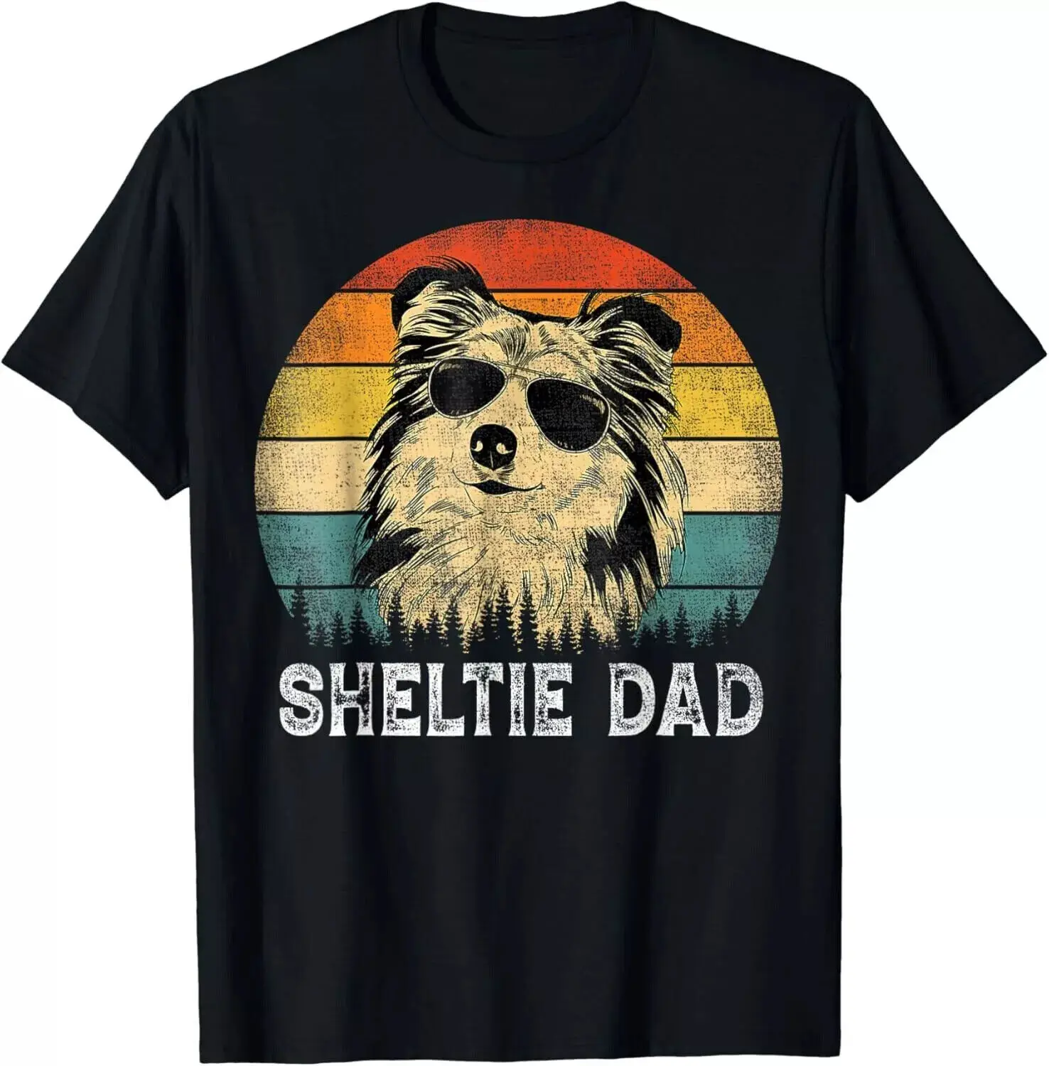 Vintage Sheltie Dad Dog Lovers Father's Day Tee Gift Unisex T-Shirt