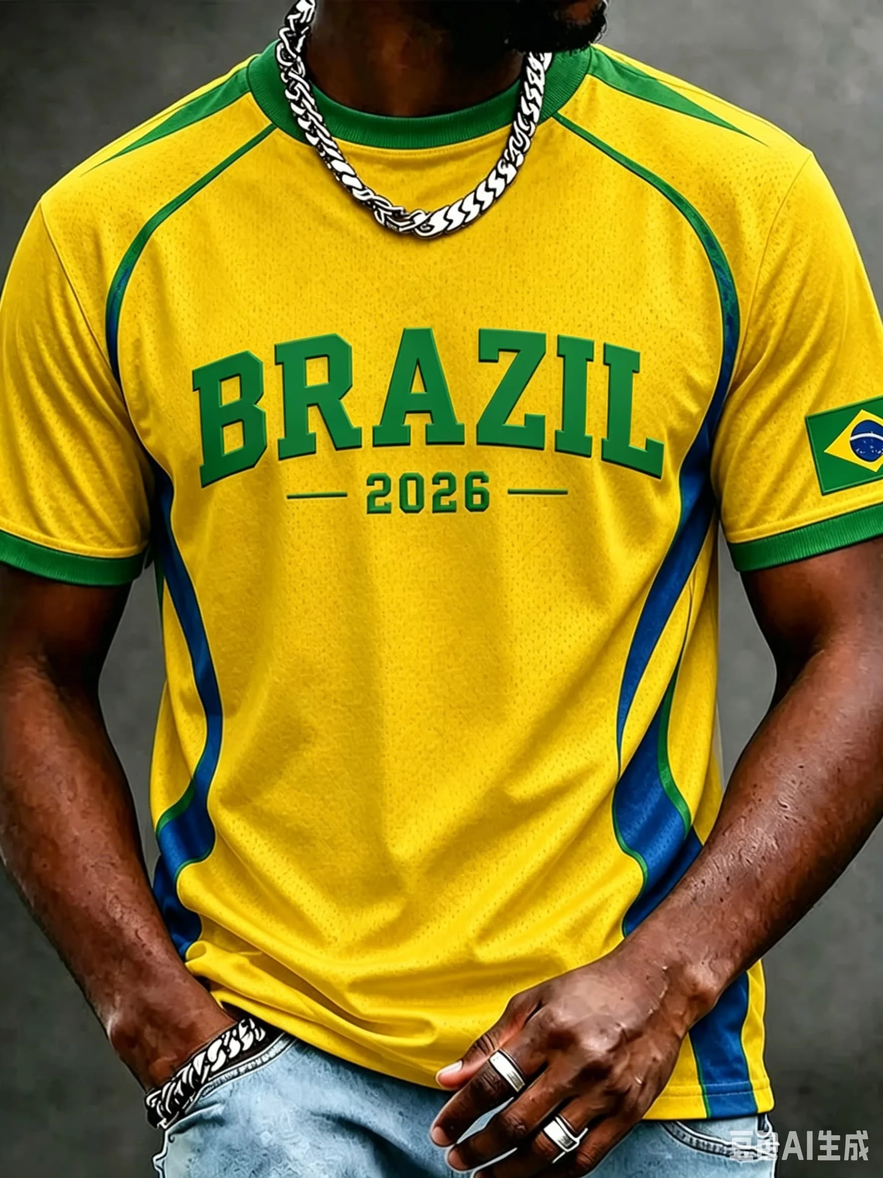 Men 2026 Brazil Team Soccer Jersey Yellow Green 3D Print Short Sleeve T-Shirt Sports Tee Football Fan Casual Daily Wear Top