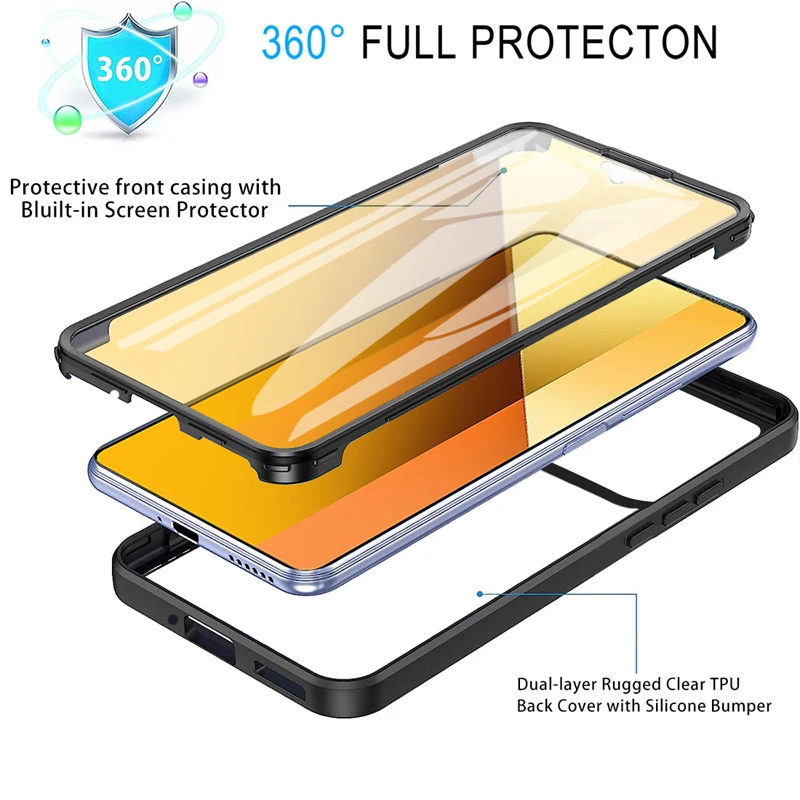 Full 360 Shockproof Clear Case For Xiaomi 15 Pro Mi 15 5G Screen Camera Protect PC+TPU Back Cover for Xiaomi15 Mi15 15Pro Funda