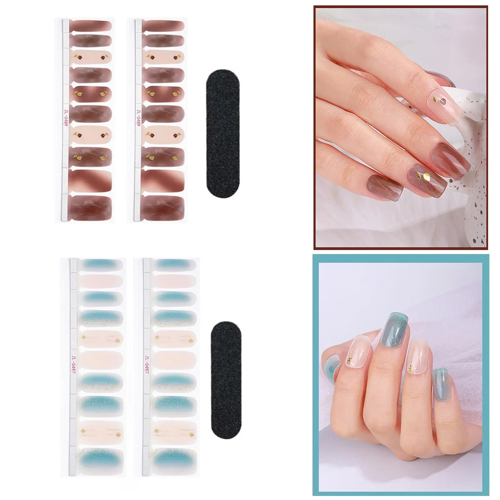 Enveloppes d'ongles complètes pour femmes, patchs d'ongles en gel, autocollants pour filles de salon, 20 pièces