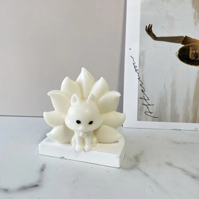 N5KA Creative Silicone Mould Nine Tailed Foxes Mold for DIY Soap Crafts Office Ornaments Desk Decoration