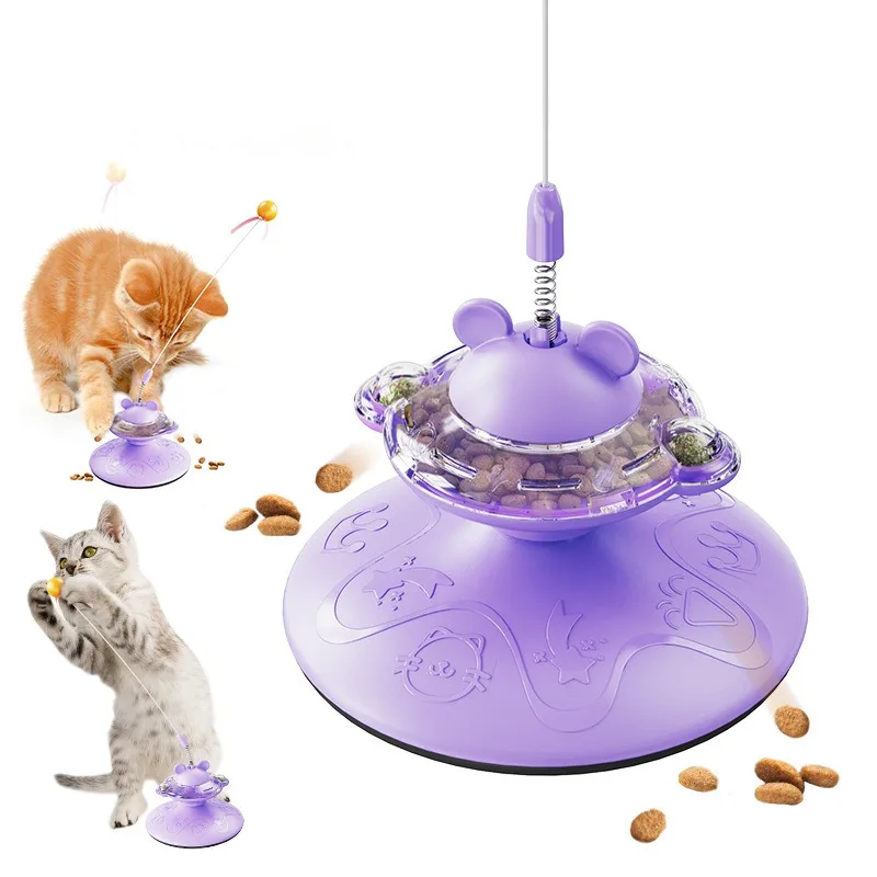

Interactive Movement Catnip Turntable Toy Slow-Dropping Food Ball Rotating Windmill Tableware Pet Supplies for Cats Toys