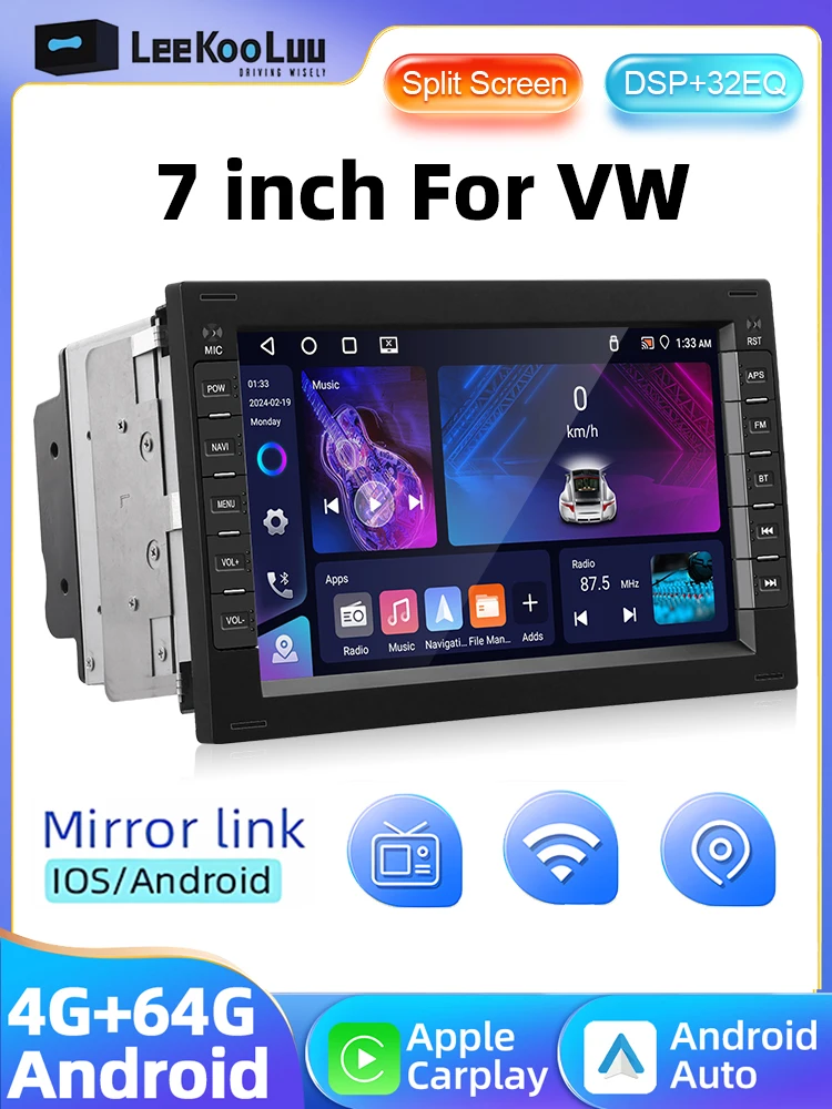 LeeKooLuu Android Autoradio GPS 4 + 64G Voor Volkswagen VW BORA POLO MK3 4 PASSAT B5 Jetta Golf 4 T4 T5 Carplay Android Auto Speler - afbeelding 2