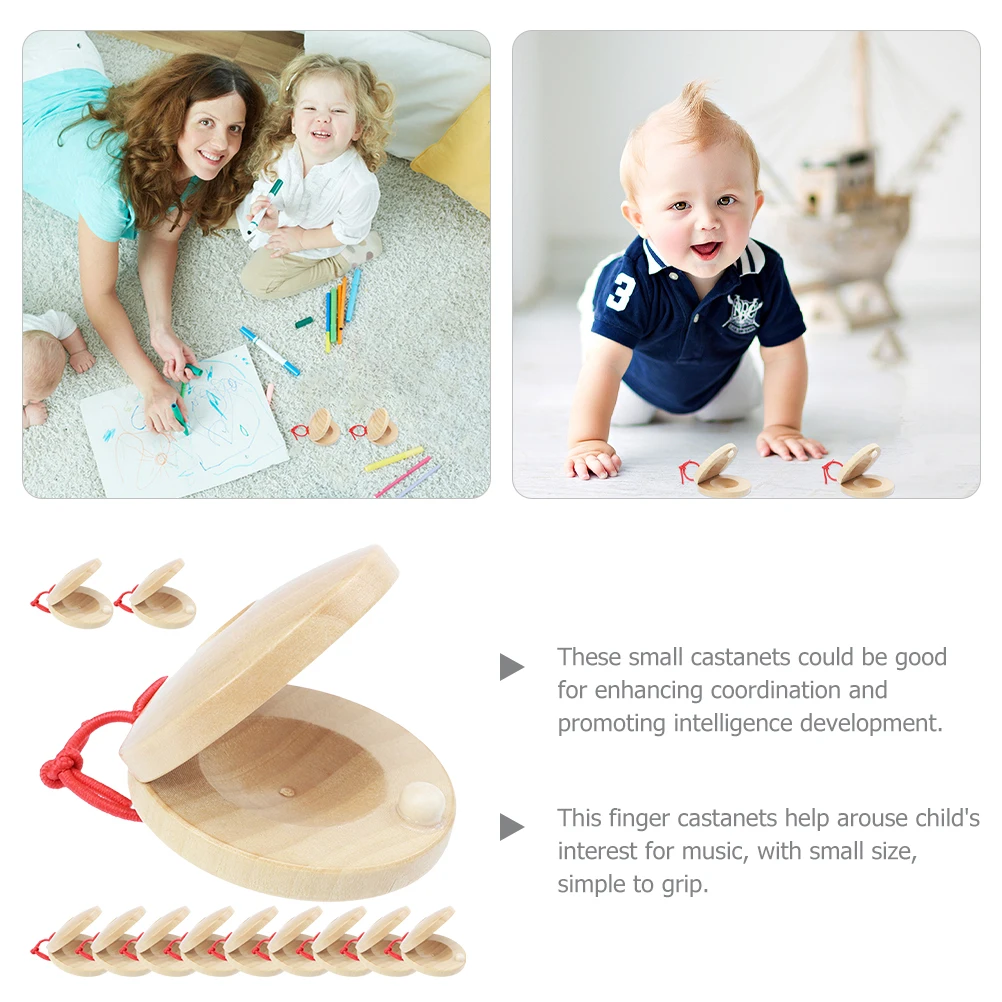 

12 Pcs Wooden Castanets Kids Musical Instruments Children Childrens Other Educational Toys for Finger