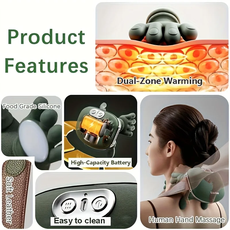 Simulated wireless hand massager, ergonomic neck and shoulder massager, suitable for family travel, USB charging view 5