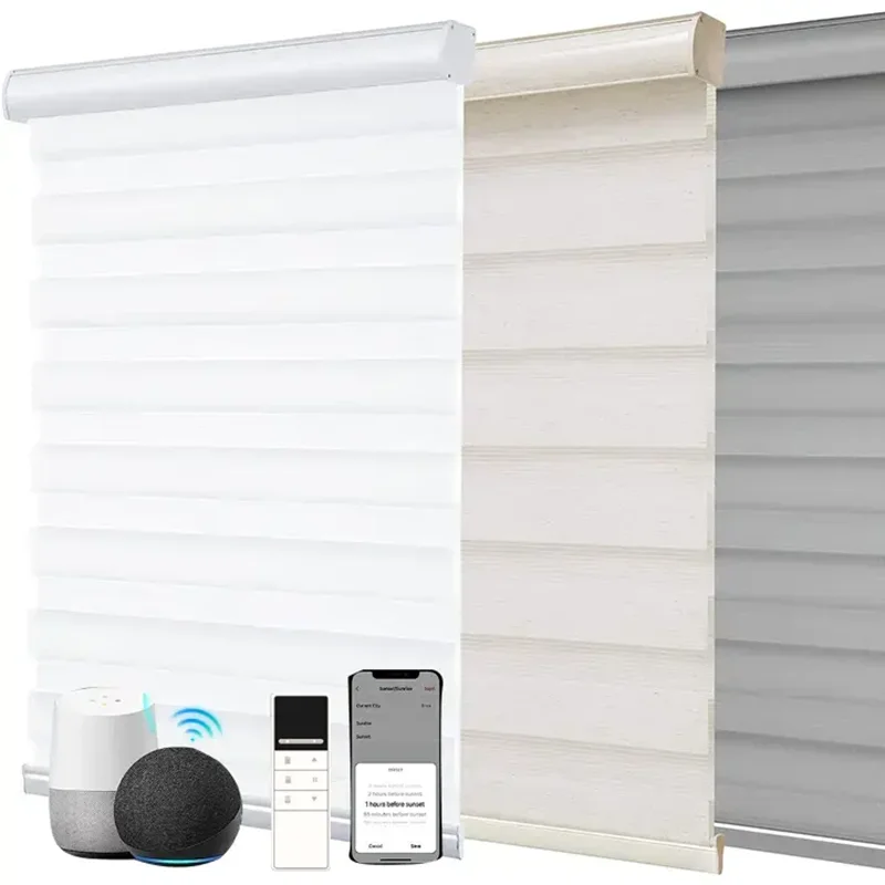 High Shading Zebra Blinds Window Roller Shutter Double Layer Lithium Battery Powder Alexa Smart Blackout Day Night Blinds