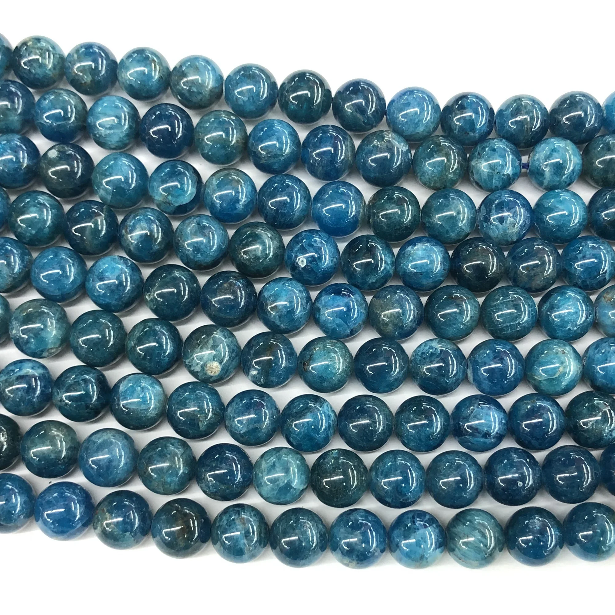 Cuentas de apatita azul auténtica, cuentas de piedras preciosas naturales, cuentas de piedra redondas para pulsera, collar, 4mm, 6mm, 8mm, 10mm, 15''