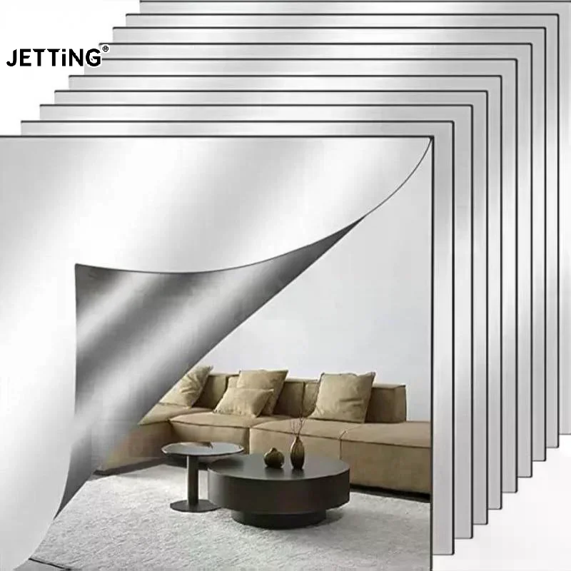 4Pcs Self-adhesive Acrylic Mirror Bathroom Shower Makeup Anti Fog Mirror Home DIY Decoration Tile Shaving Mirror Sticker