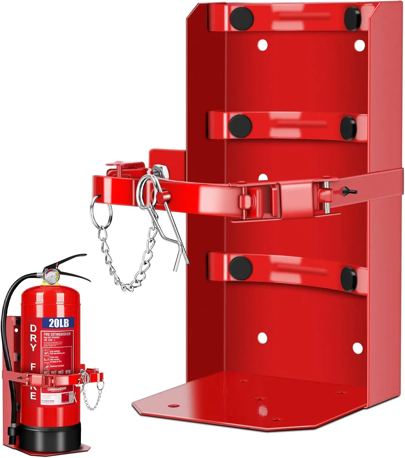 

Heavy Duty Fire Extinguisher Bracket, Red Steel Mount for 20lb Dry/10lb CO2, Fits Vehicles Boats Trucks Garage