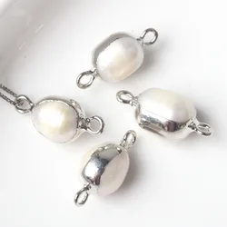 Baroque Natural Pearl Connectors Charms for DIY Bracelet Necklace Accessories 2pcs/lot