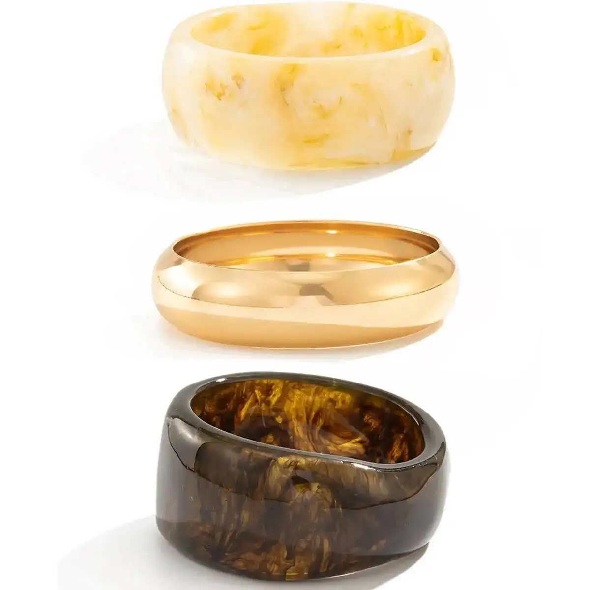 PuRui الشرير 3 نمط Hyperbole سميكة الراتنج واسعة الإسورة سوار المرأة الهيب هوب الإبداعية الهندسة التراص أساور Steampunk مجوهرات