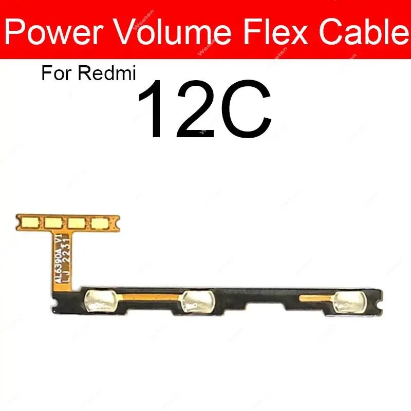 Volume Power Side Button Flex Cable For Xiaomi Redmi 12 12C 9 9A 9C 9i 9T 10 10X 10 Prime 4G 5G On/Off Power Volume Flex Ribbon