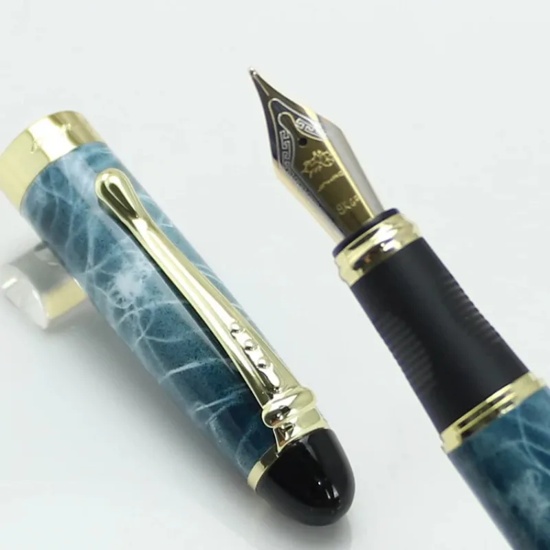 JINHAO X450 Fountain Pen 18KGP Broad Nib Blue and Black Fog Pattern 22 Styles Stationery School&Office Supplies Writing Pens