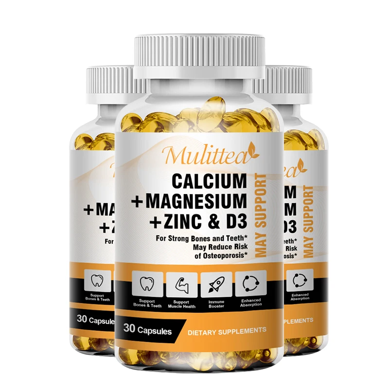 Mulittea Calcium Magnesium Zinc Vitamin D3 for Increase Immune System Function helps Bones Teeth Nerve Health Supplement