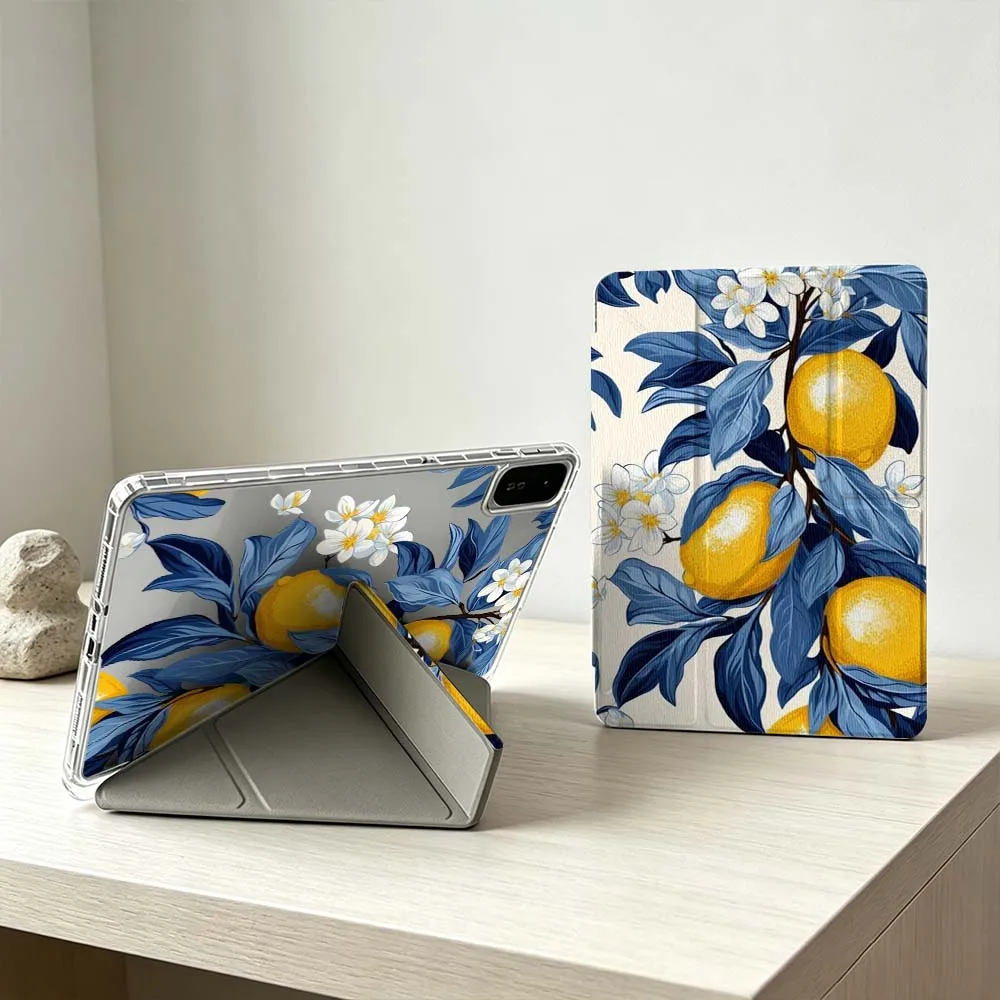 Artistic Yellow Lemon Flower For Xiaomi Mi Pad 8 7 6 5 Pro Redmi Pad SE 2 Poco Pad Foldable 3Y Tablet Case Soft
