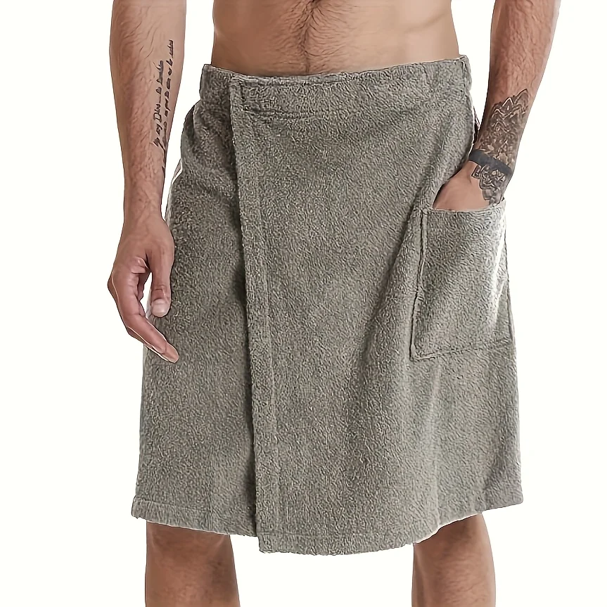 Bolsos de saia de banho masculinos, pijamas confortáveis e absorventes ajustáveis para calças de banho