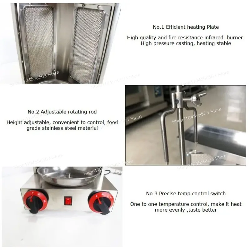 LP Gas Vertical Broiler - 2-Burner Shawarma/Doner Kebab/Gyro Spinning Grill Machine