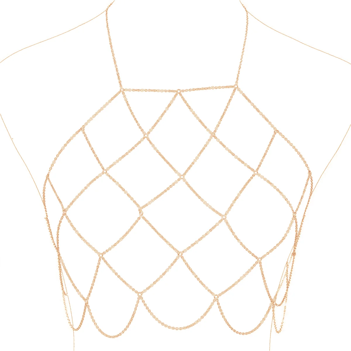 

YHYS женский сетчатый бюстгальтер без косточек с воротником-халтер, бюстгальтер-бикини, ожерелья для живота (золотой)