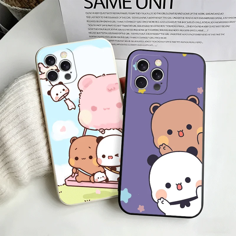 Bubu Dudu Cartoon Cute Soft Phone Case For Iphone 16 17 Pro Max 17E 16E 14 15 Plus 12 13 7 8 SE Black White Couple Cover