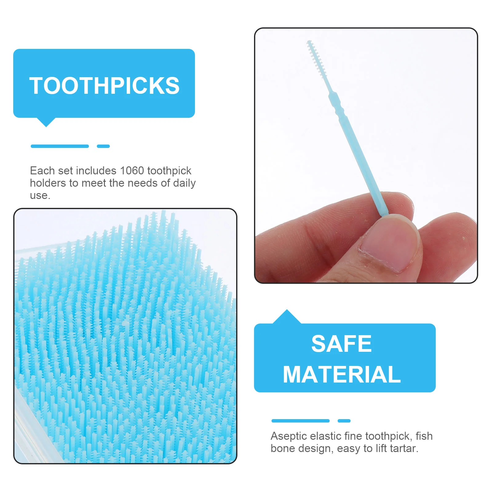 1060 Pcs Plastic Toothpick Care Pack Floss Picks for Teeth Fruit Clean Toothbrush Alternative Effective Interdental